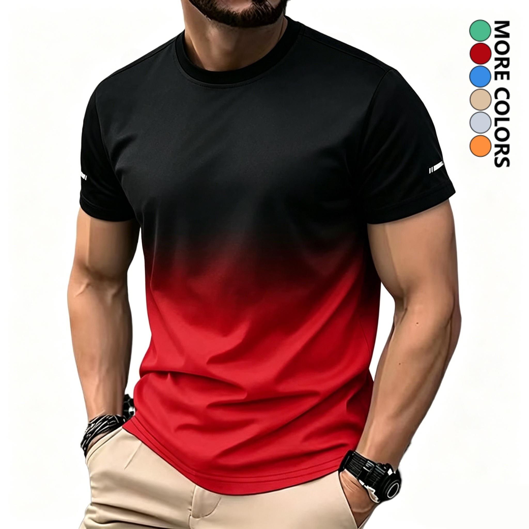 Men's athleisure T-shirt featuring a gradient print design and a stylish crew neck, crafted from breathable, quick-drying fabric