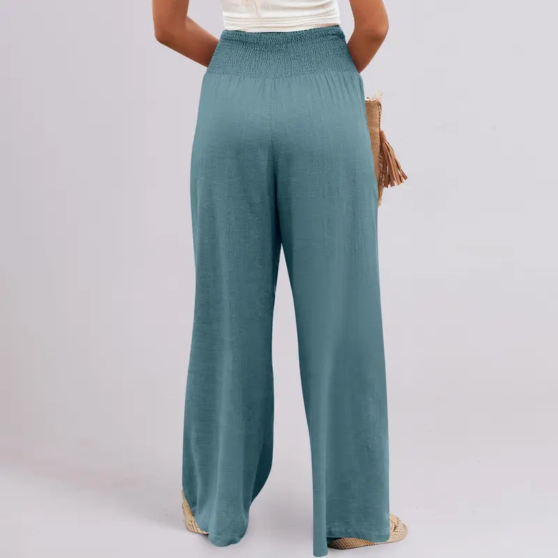 Women's wide-leg linen trousers