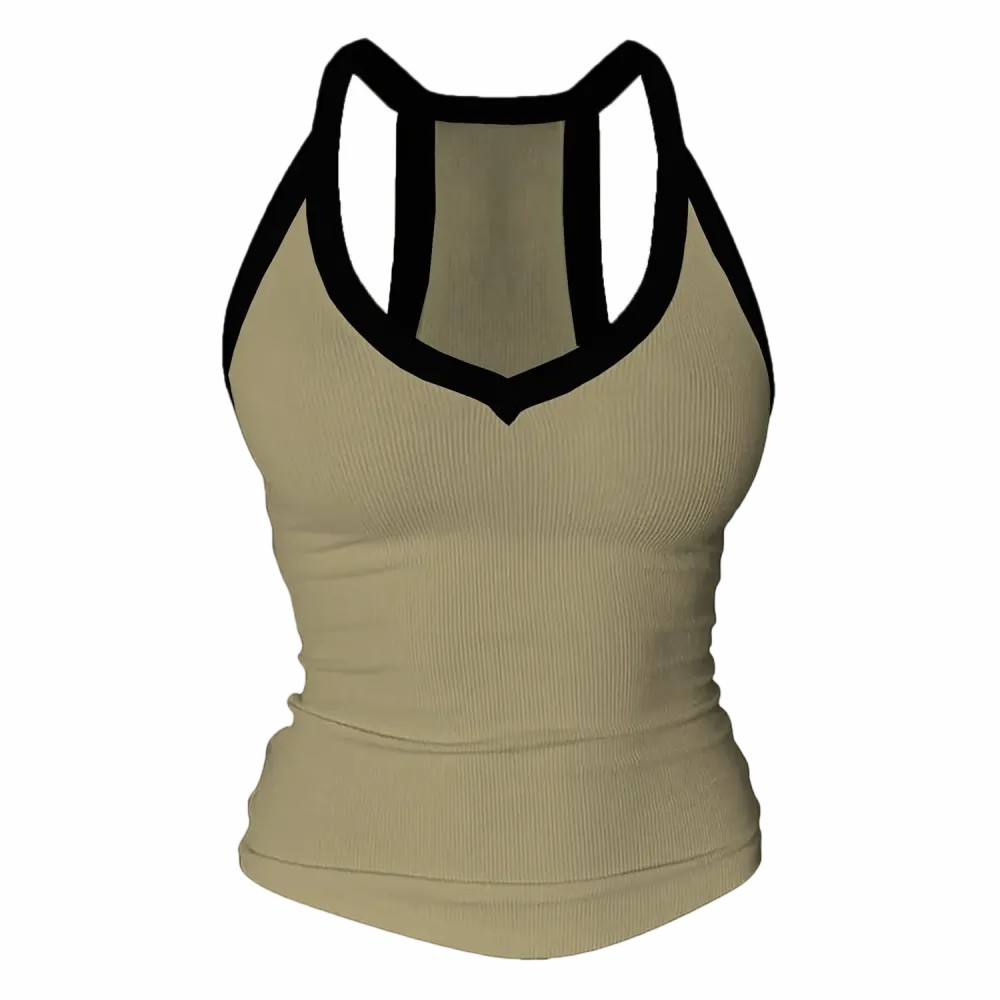 Built-in bust support, sleeveless backless slim-fit basic tank top