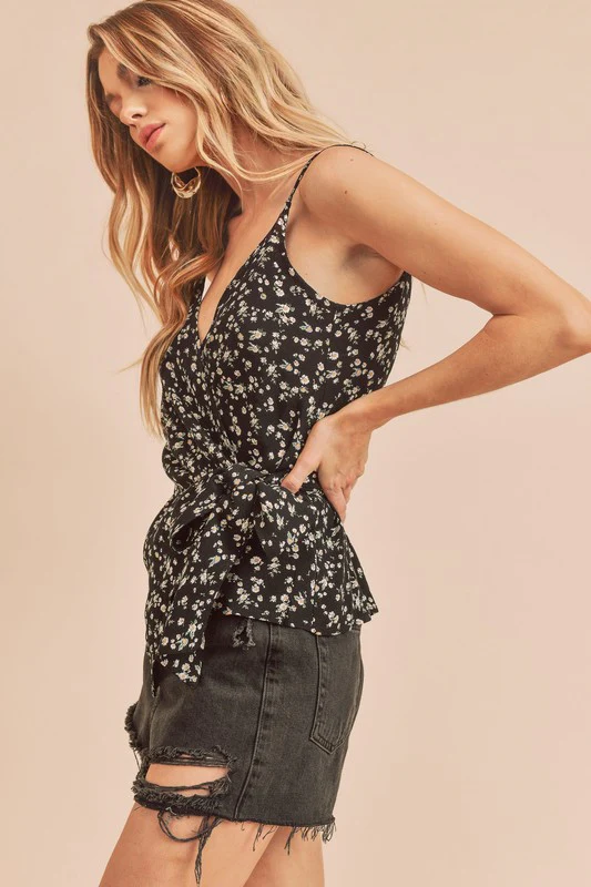 Ditsy Floral Surplice Adjustable Straps Cami