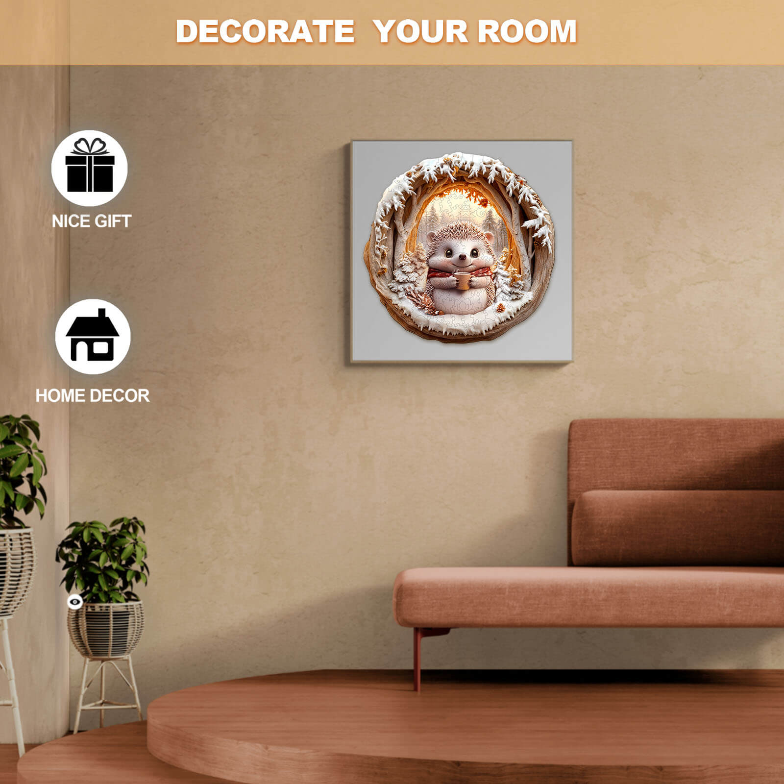3D Cave Hedgehog Wooden Jigsaw Puzzle