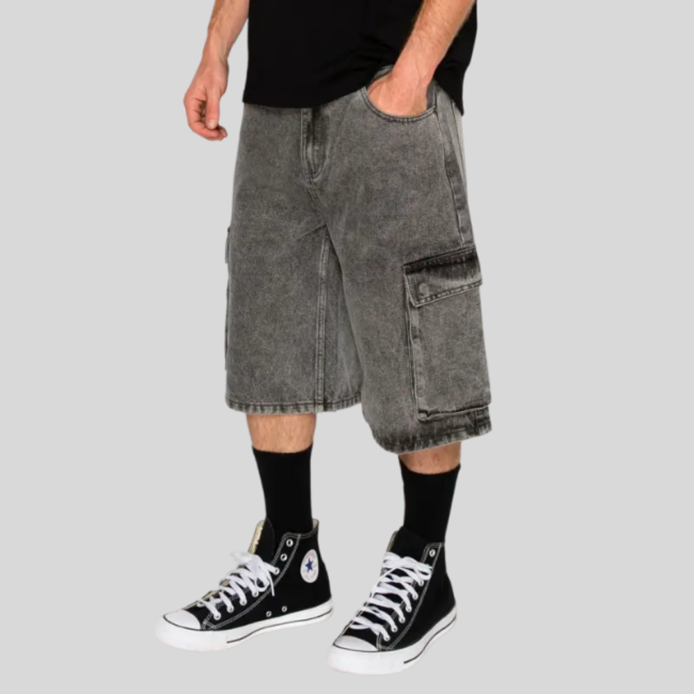Baggy Fit Cargo Denim Shorts