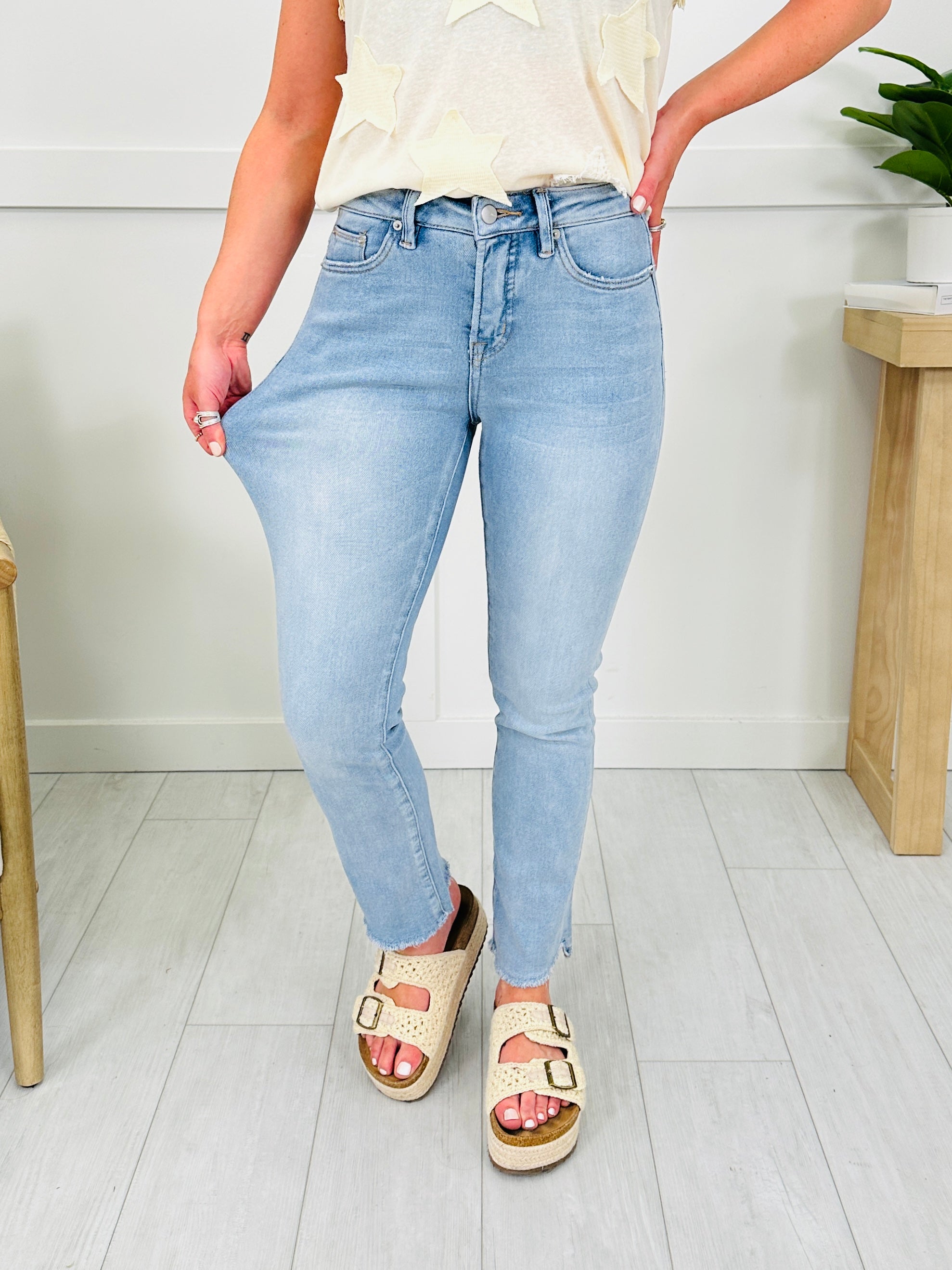 One Step Ahead Tummy Control Cropped Step Hem Jeans