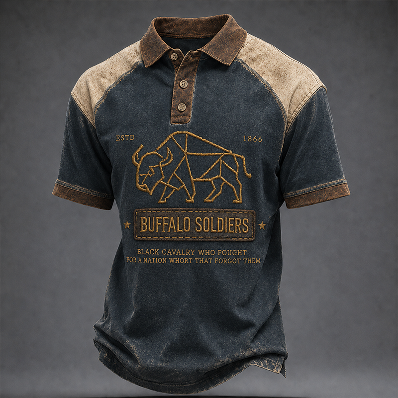 Men's Buffalo Soldier Summer Short-Sleeve Polo Shirt