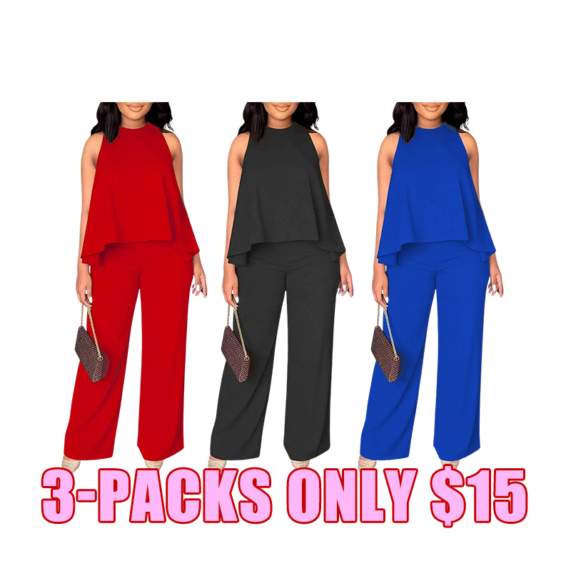 Summer Sleeveless Capri Top & Wide-Leg Pant Set