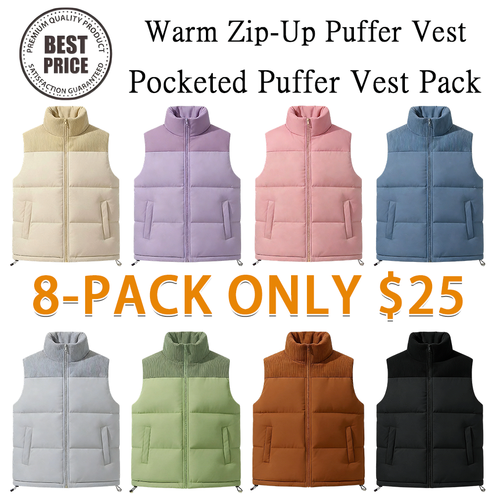 Women's Zip Up Puffer Vest with Pockets