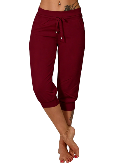 Women's Plain Drawstring Waist Capris Pants