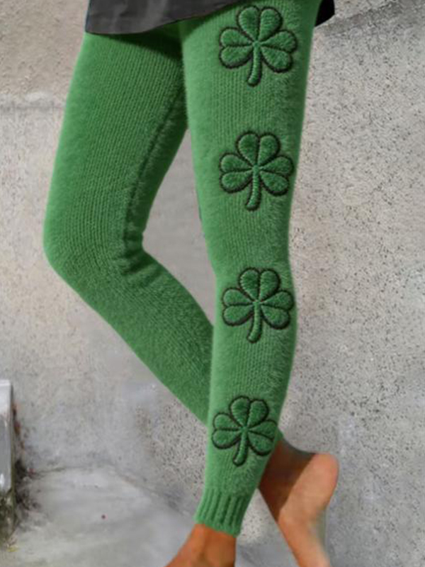 Women's Shamrock Graphic Print Casual Leggings