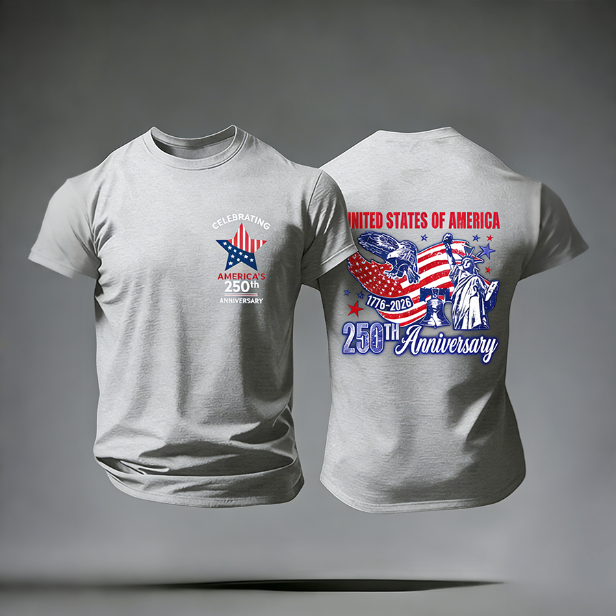 Men'S Casual American Founding Celebration Personalized Printed Round Neck T-Shirt