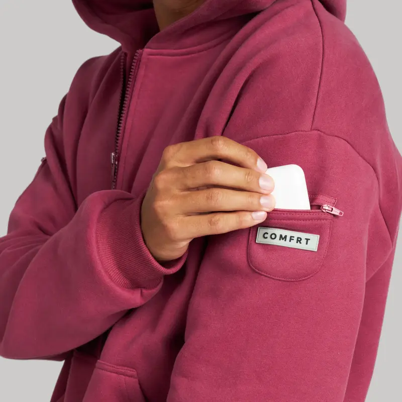 Unisex Zip-Up Hoodie with Secure Zip Pockets – Lightweight Travel Essential Sweatshirt for Everyday Wear