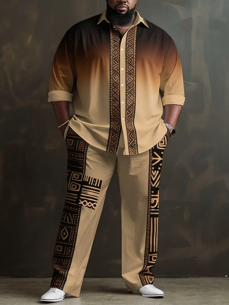 Plus-Size Men's African Tribal Print Set