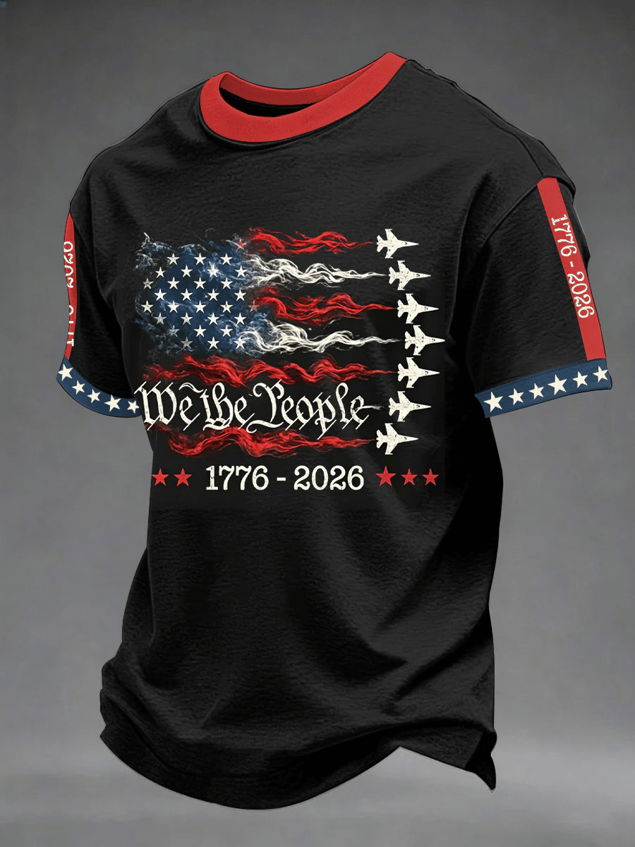 Men's Independence Day We The People 1776-2026 Printed Casual T-Shirt