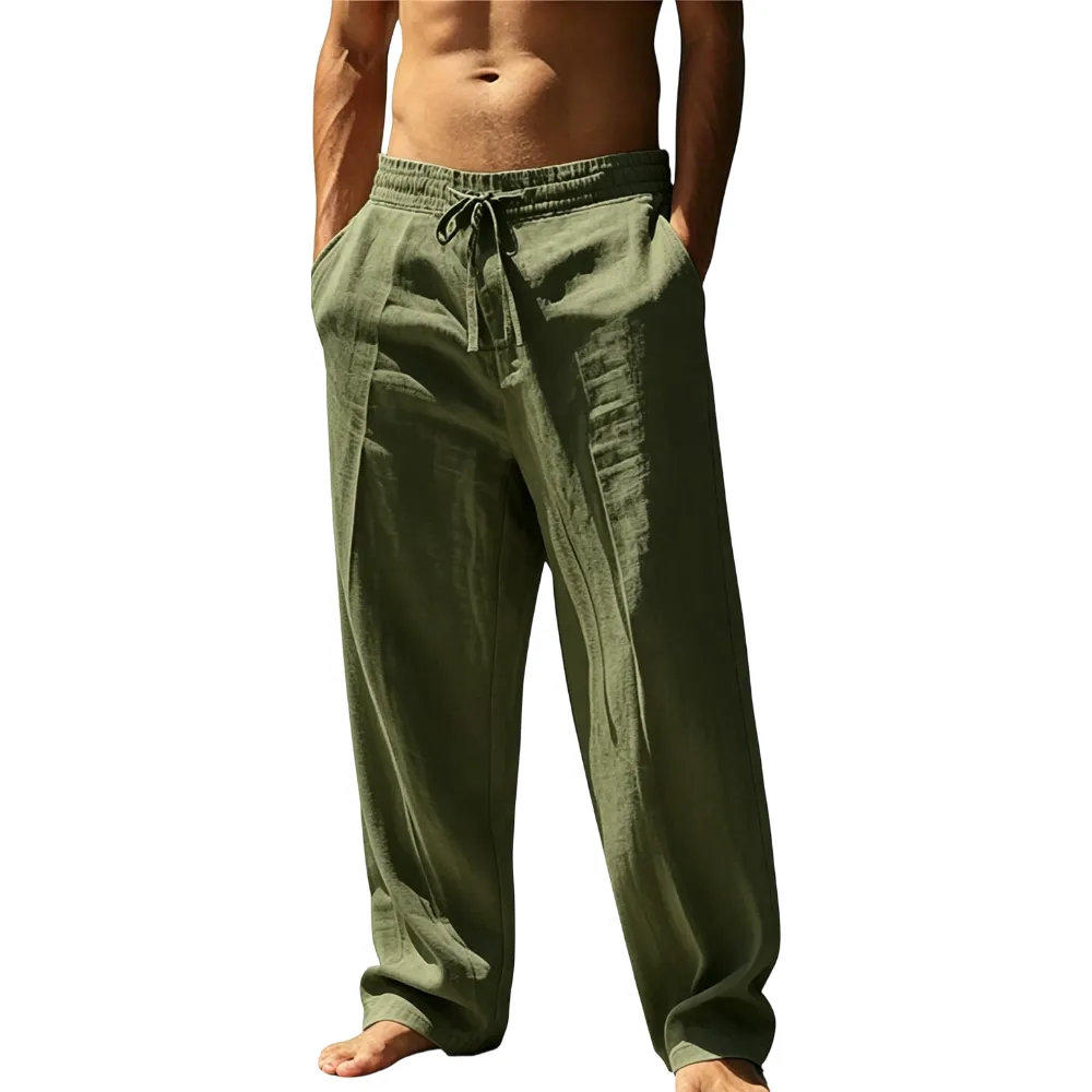 🔥8-pack $24 - Men's linen casual straight leg trousers