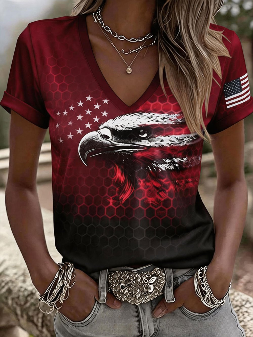 Women's U.S. 250th Anniversary V-Neck Short-Sleeve T-Shirt