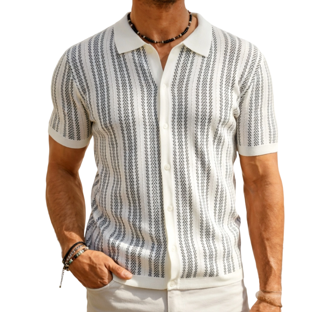 Men's Retro Button- Sweater Non-Stretch Shirt