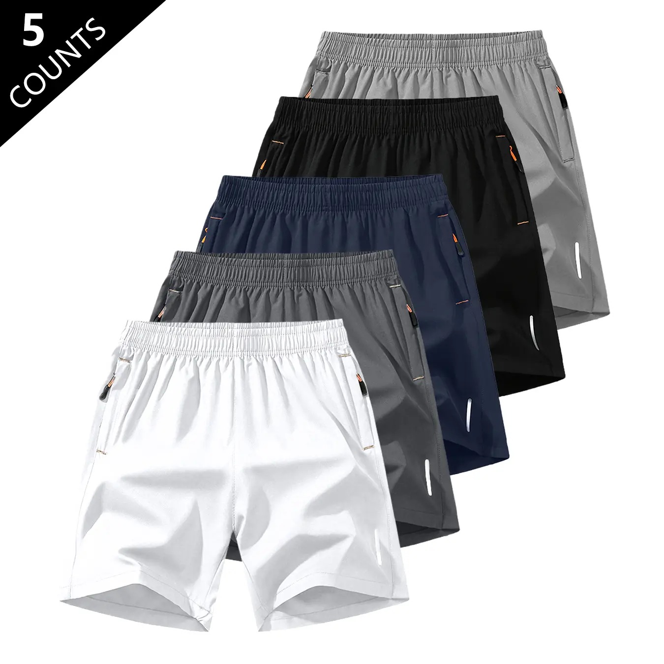 Men's Breathable 3/4-Length Cargo Shorts with Zipper Pockets