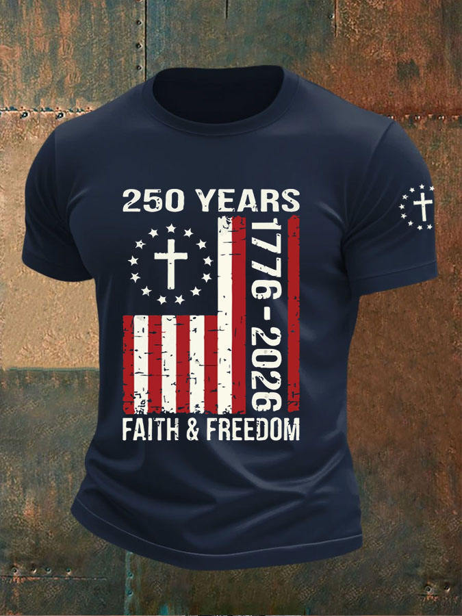 Men'S 250 Years USA 1776 2026 American Flag T-Shirt
