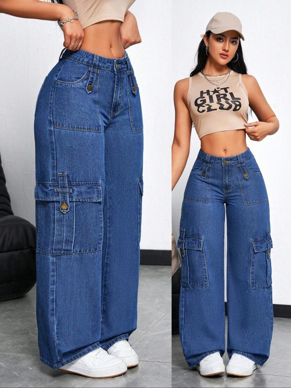 Women's Stretchy Multi-Pocket Straight Leg Jeans