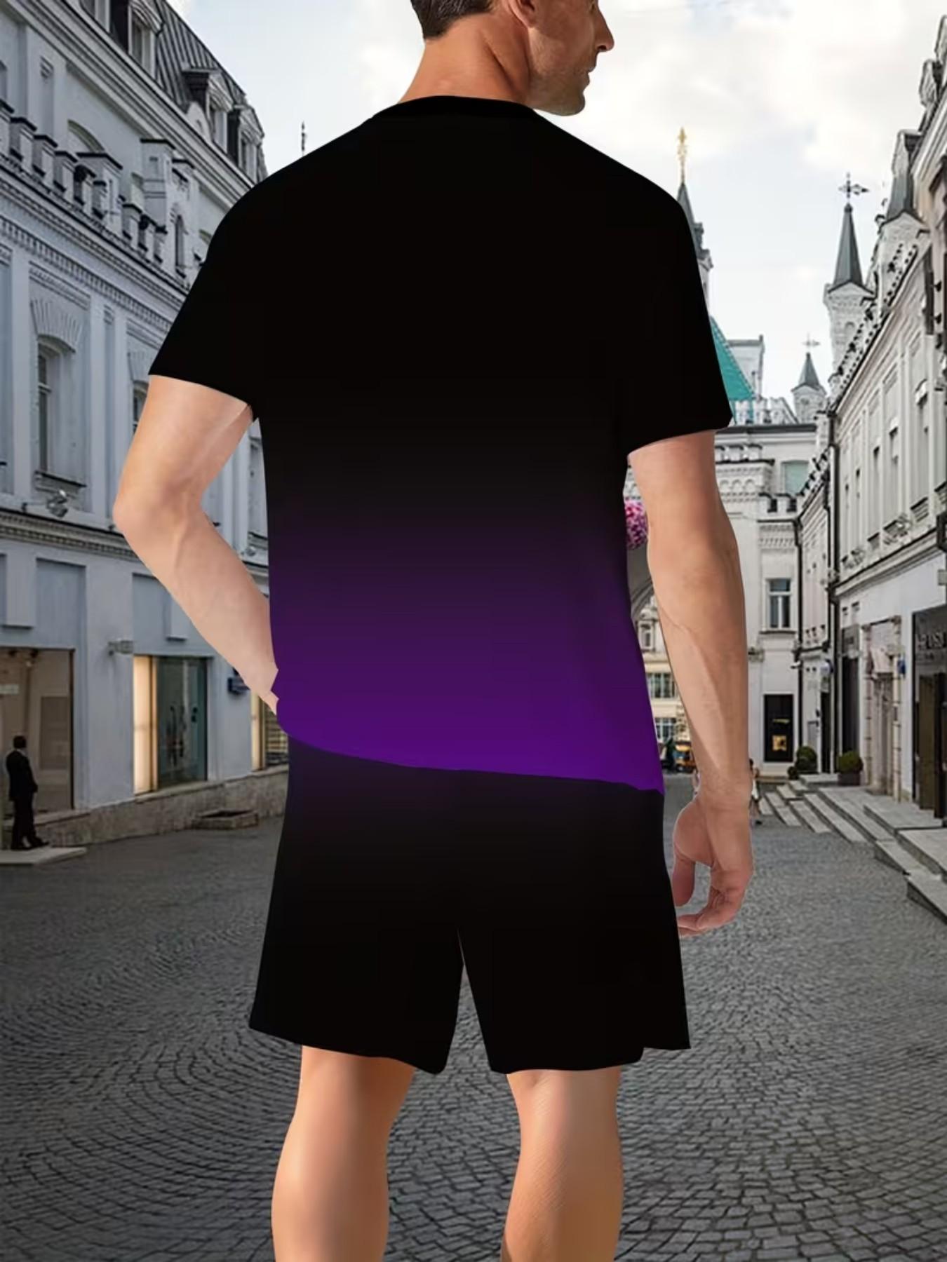 Men's Gradient Short-Sleeve Gym Set