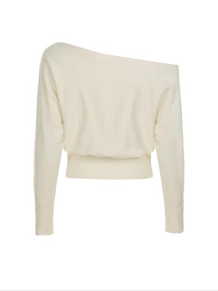 Women’s Off-Shoulder Ribbed Knit Long Sleeve Top