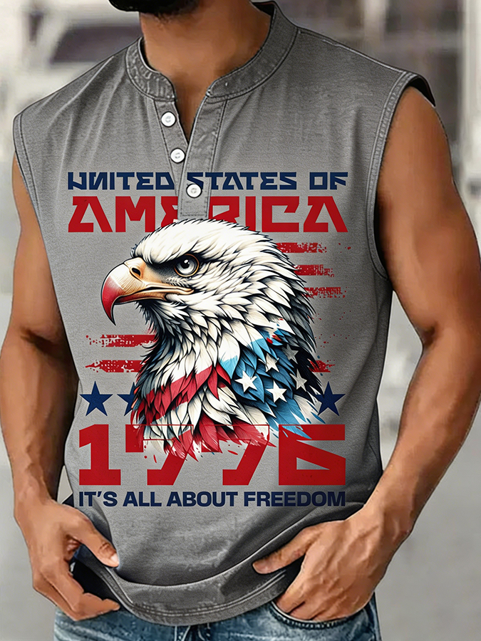 Men's USA 1776 It's All About Freedom Bald Eagle Sleeveless Top
