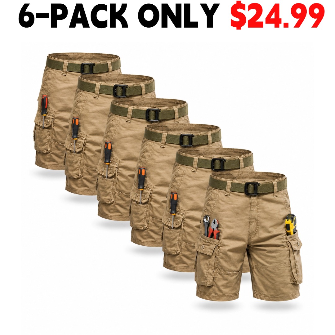 Men's Cargo Pants (6-Pack), Tactical Shorts, Multi-Pocket Shorts