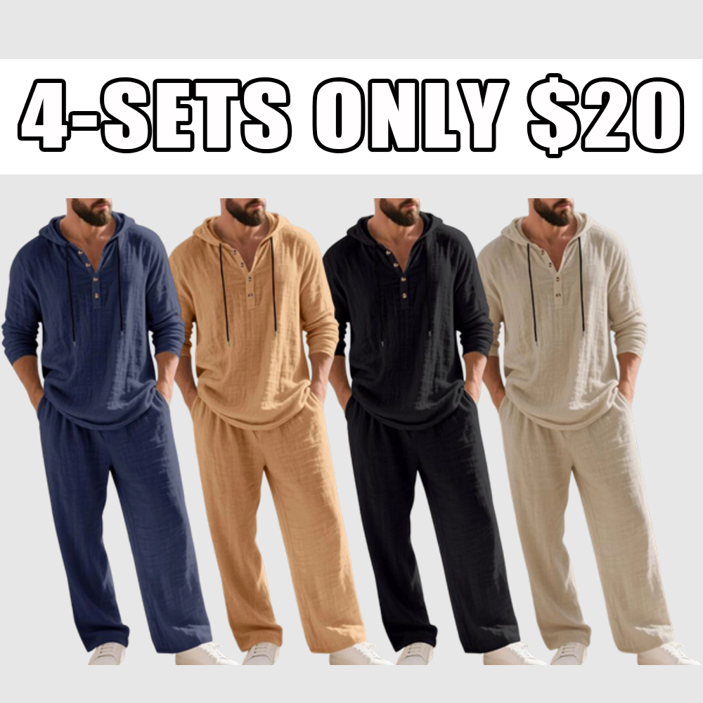 Men's Trendy Linen Hooded Two-Piece Set