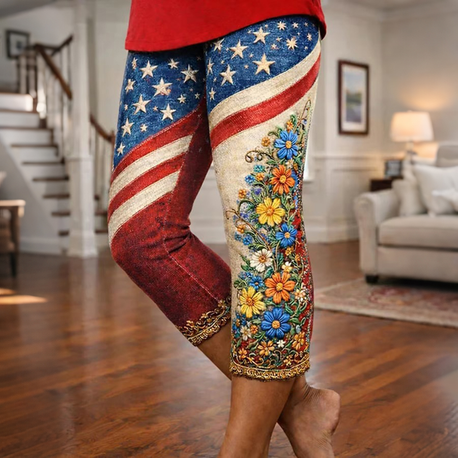 Women'S Casual Independence Day Commemorative Print Leggings For The 250Th Anniversary Of The Founding Of The United States