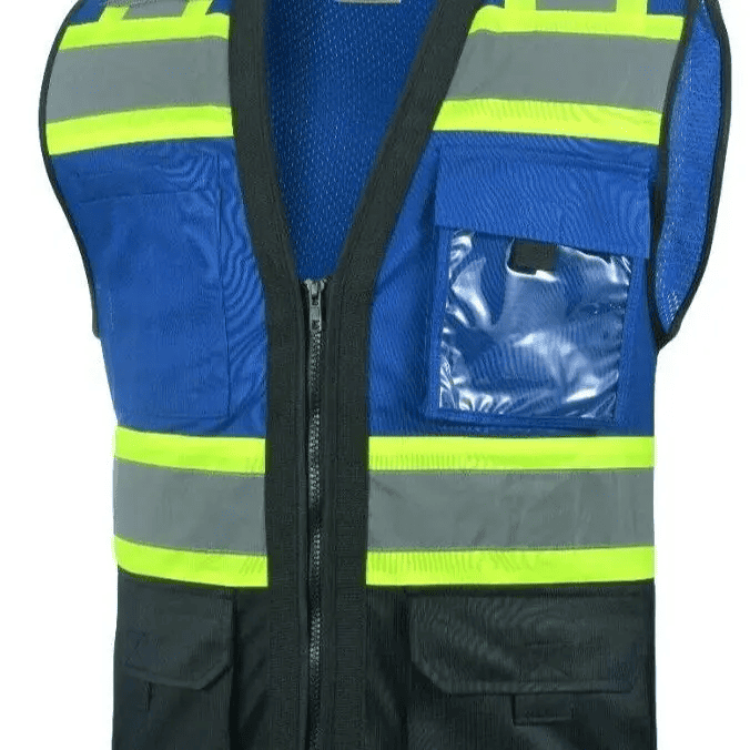 Superintendent Vest, High Visibility Reflective Safety, Mesh Safety Vest with Zipper and Multi pockets AMERICAN SIZE