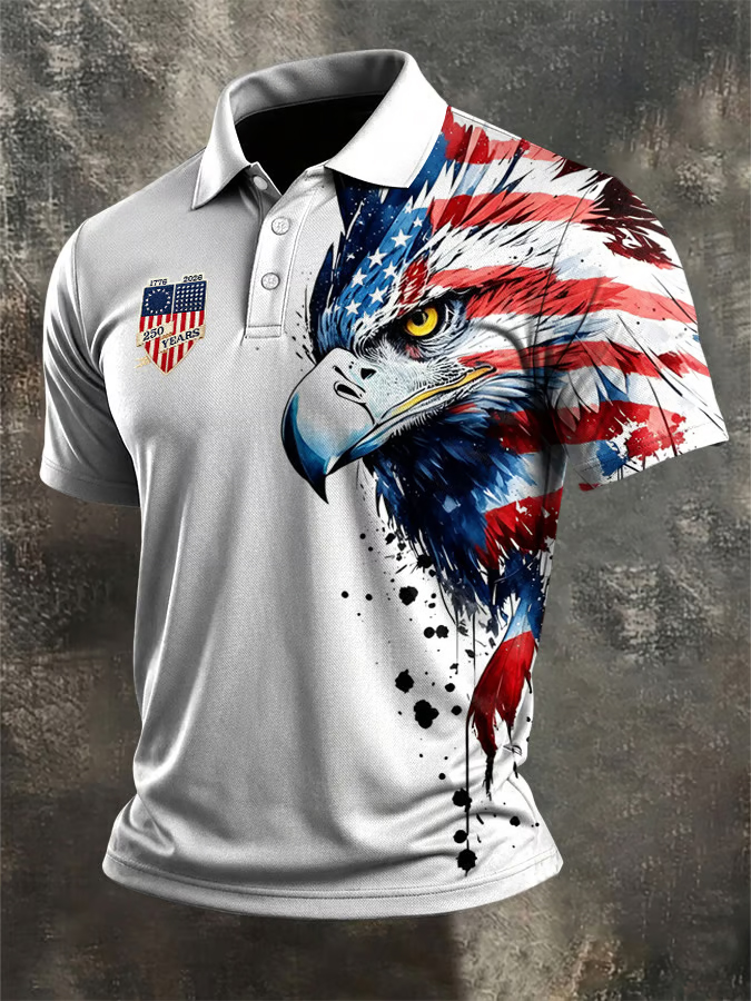 Men'S Casual American Independence Day Printed Celebration Short Sleeved Polo Shirt