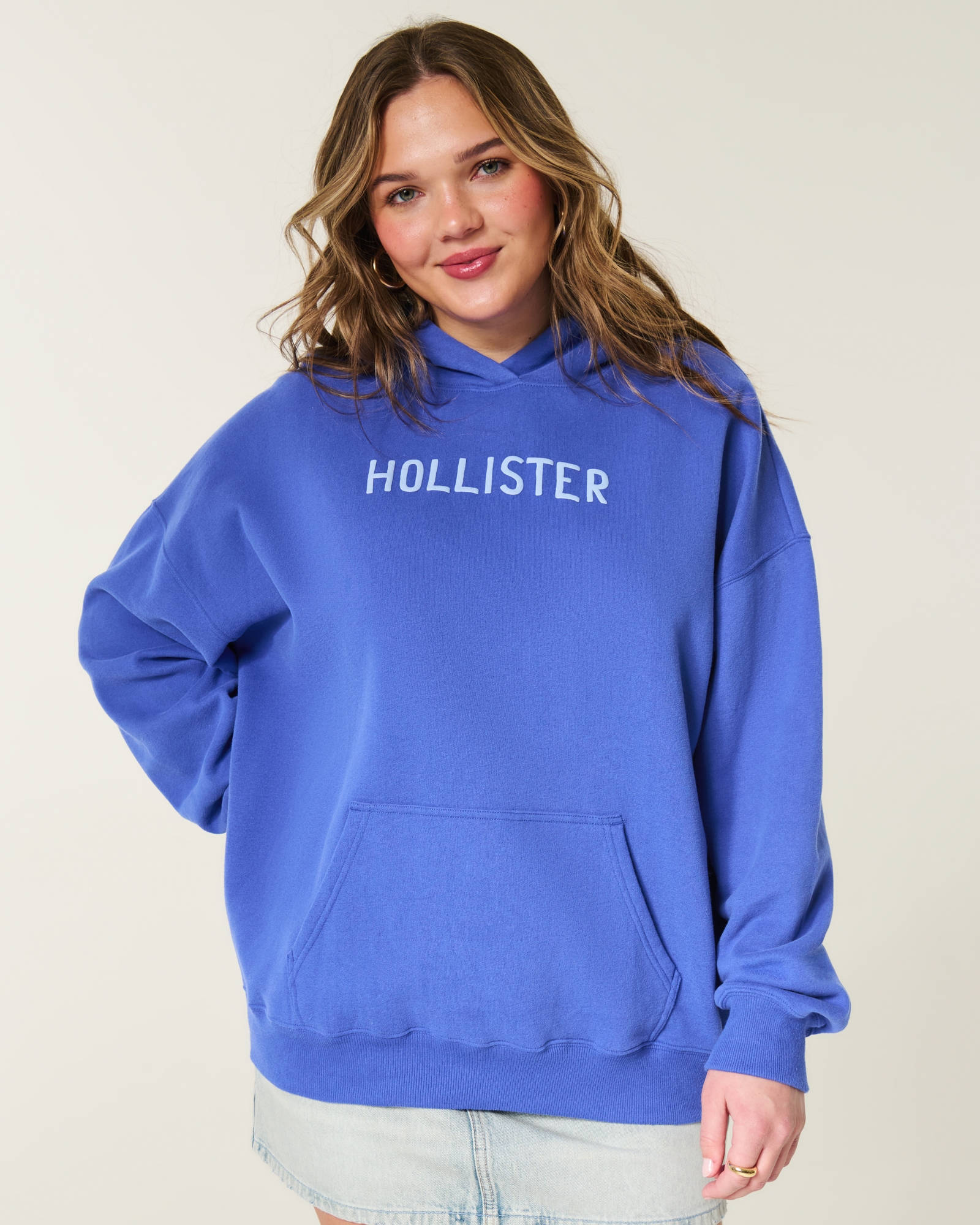 Hollister Feel Good Oversized Puff Logo Graphic Hoodie