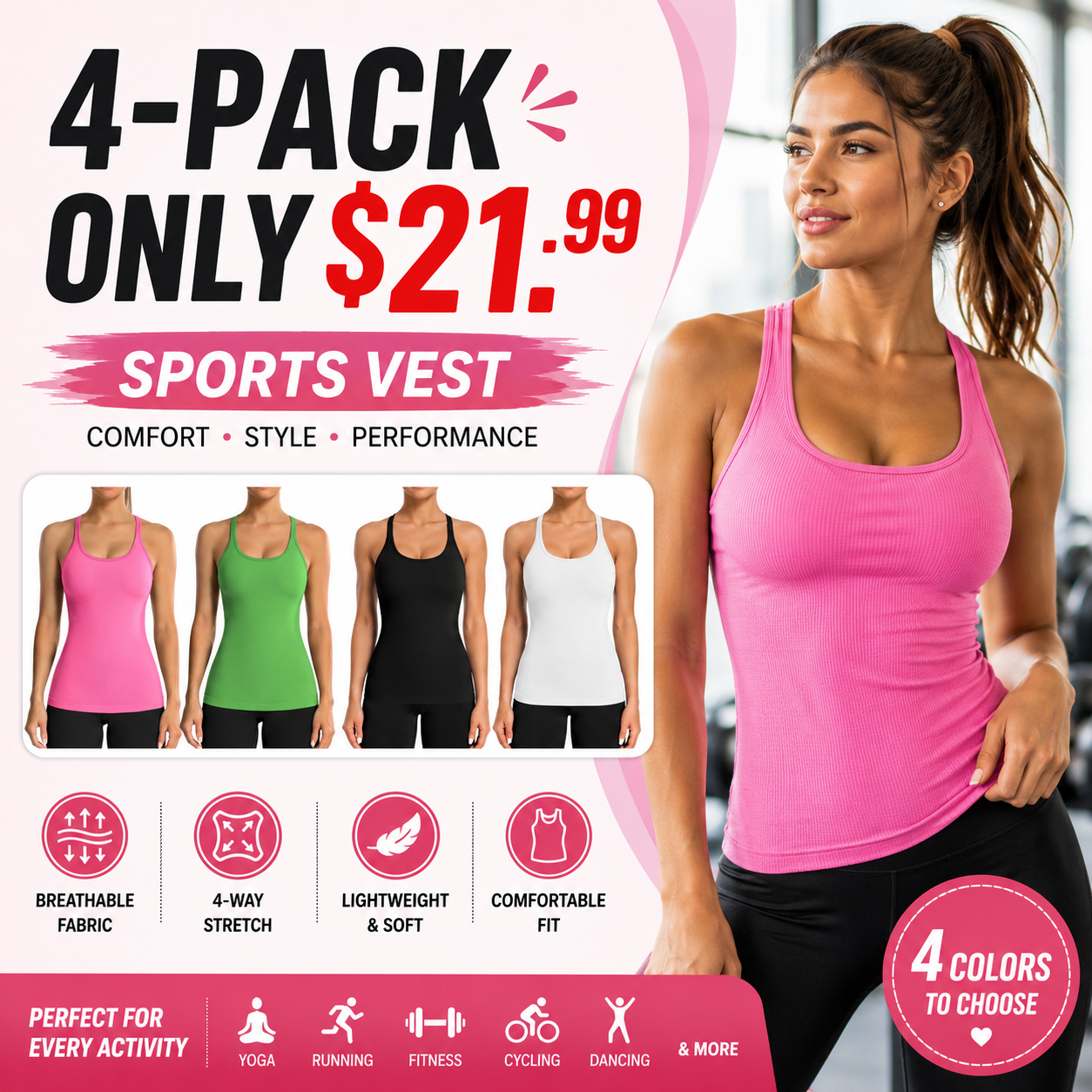 Final 3-Hour Sale🔥Women Workout Tank Tops with Built in Bra