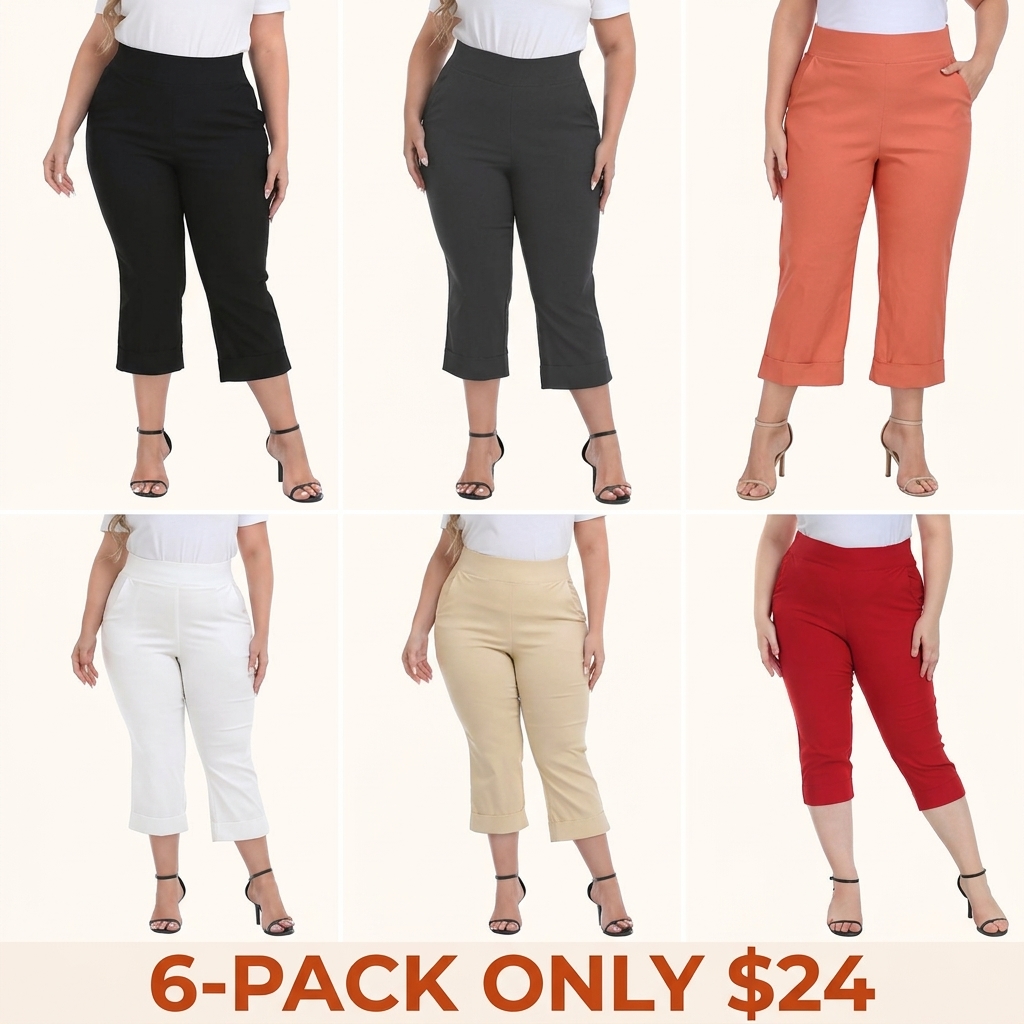 Women's Plus-Size Tie-Free Capri Pants