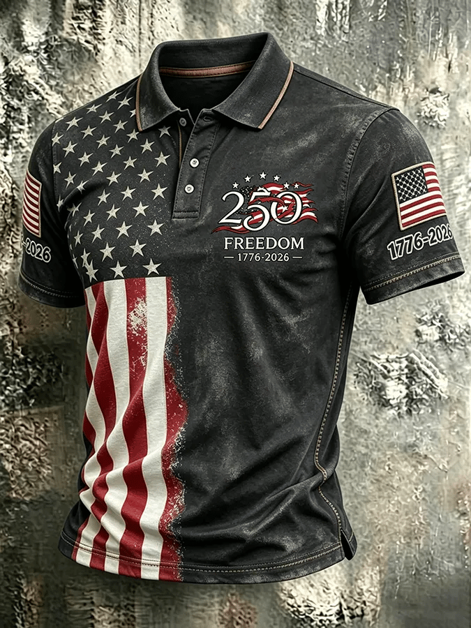 Men's USA 1776-2026 Freedom Printed Polo Shirt