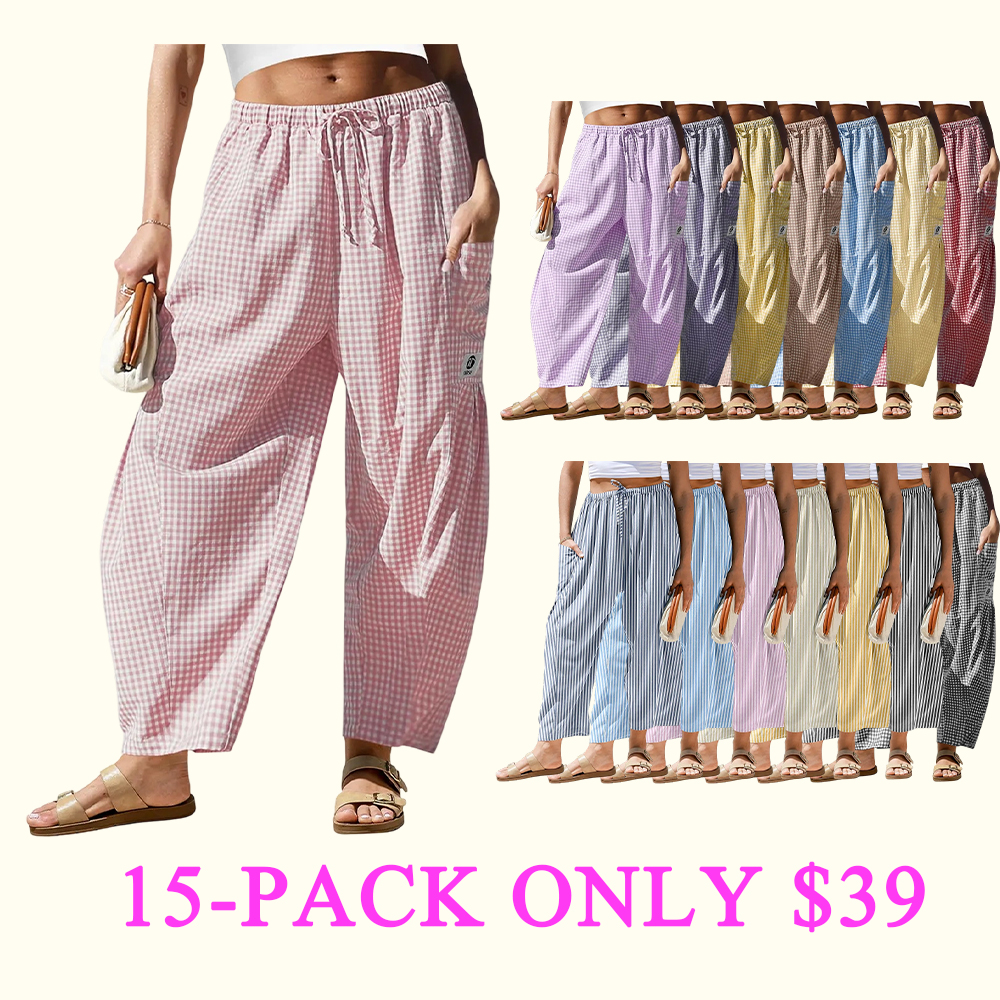 Women's SS26 Wide Leg Gingham Plaid Pants