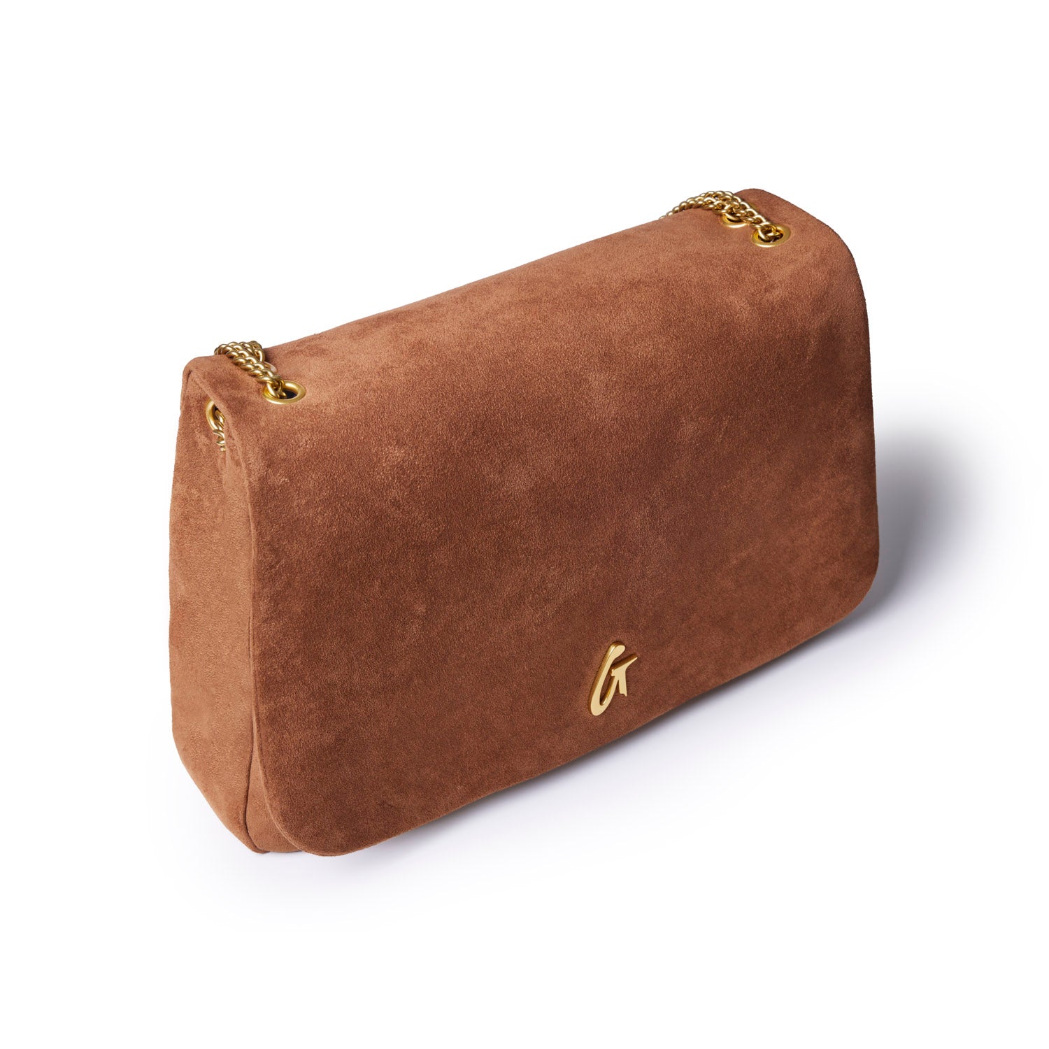 LARGE SUEDE FLAP BAG - BROWN