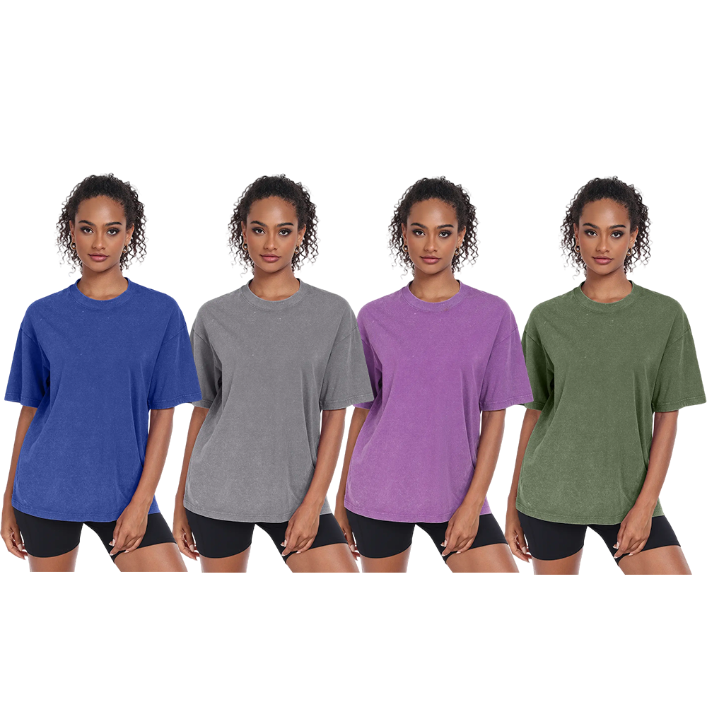 Women's Oversized T-Shirt Acid Wash Loose Fit Vintage Washed Tee Short Sleeve Streetwear Casual Basic Crewneck Top Summer Baggy Womenswear Comfort