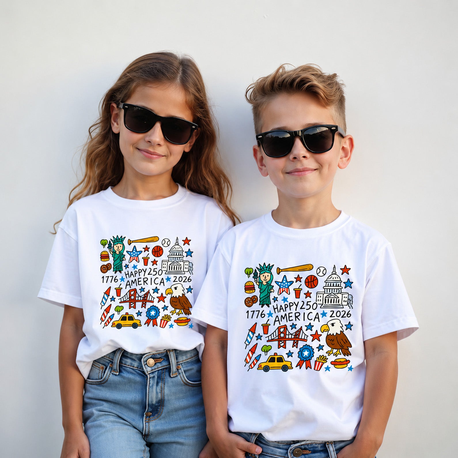 USA 250 Years Anniversary Kids Shirt, 1776-2026 Patriotic Tee, America 250th Anniversary Shirt 685102 WFD