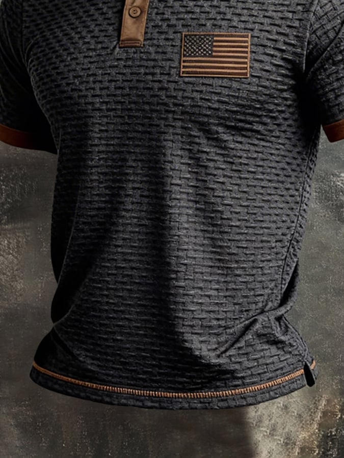 Men's Retro Color-Block Textured Fabric 