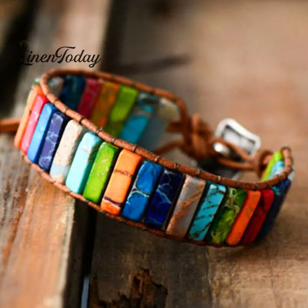 Sunflower Colorful Stone Beaded Wrap Bracelet