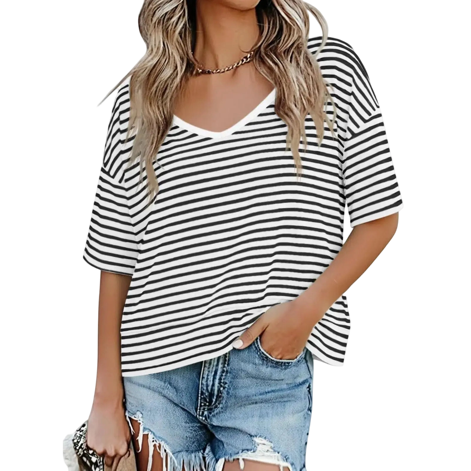 Last Chance! 5 Pieces for $24 – Today Only! Women's Summer V Neck T Shirts Casual Short Sleeve Flowy Tops Cute Loose Fit Basic Tees Soft