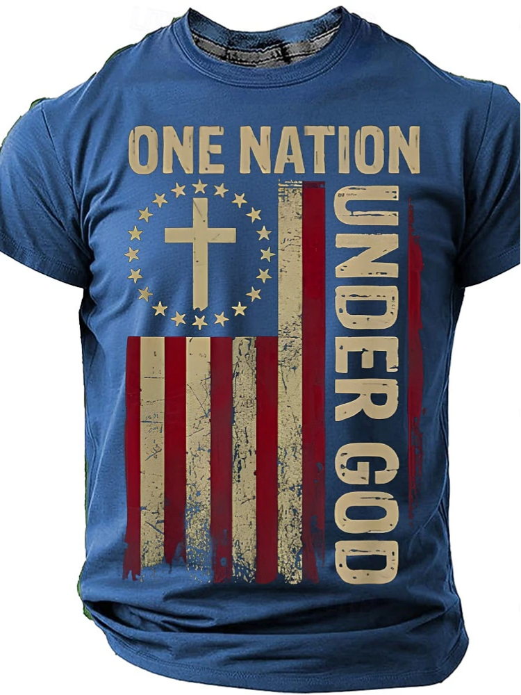 Retro National Flag Cross Casual T-Shirt