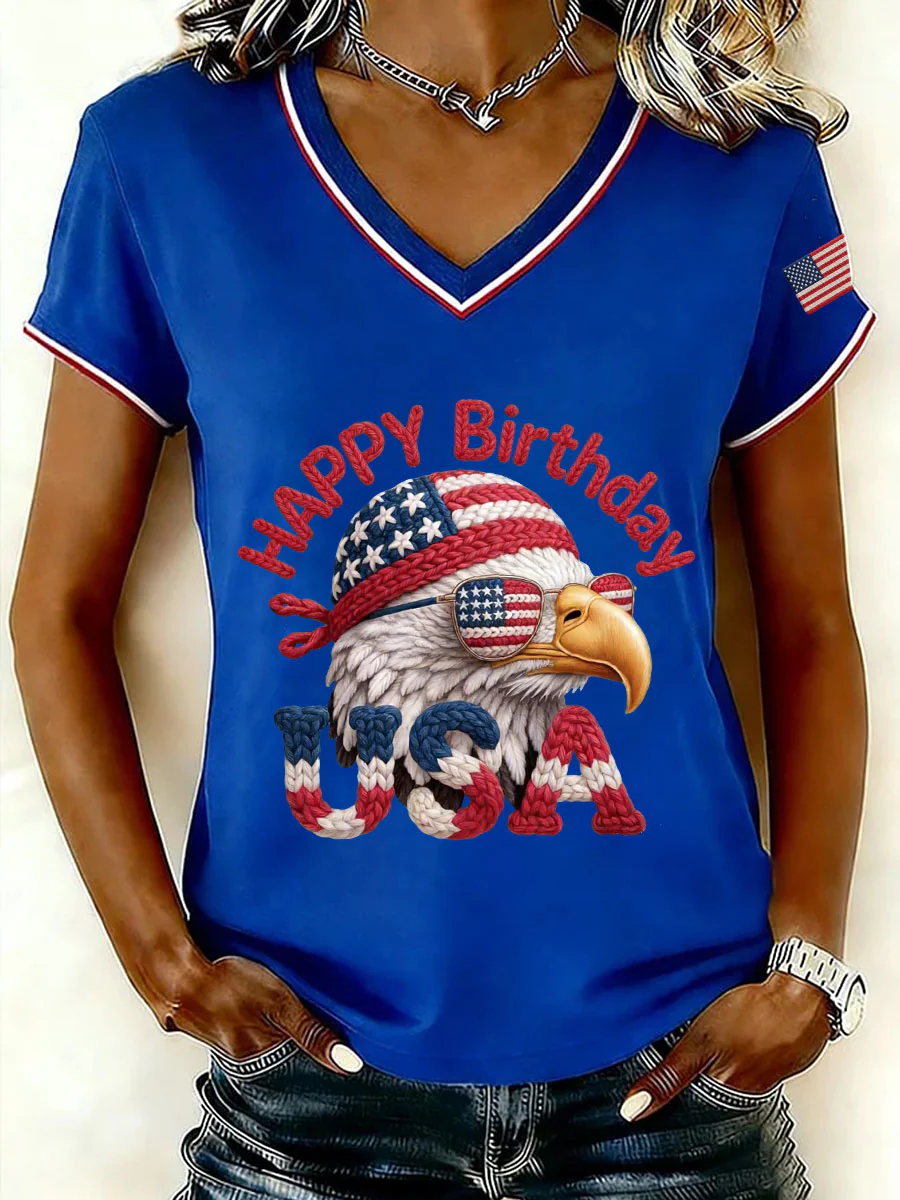 Playful Eagle Head 250Th Anniversary Celebration V-Neck T-Shirt