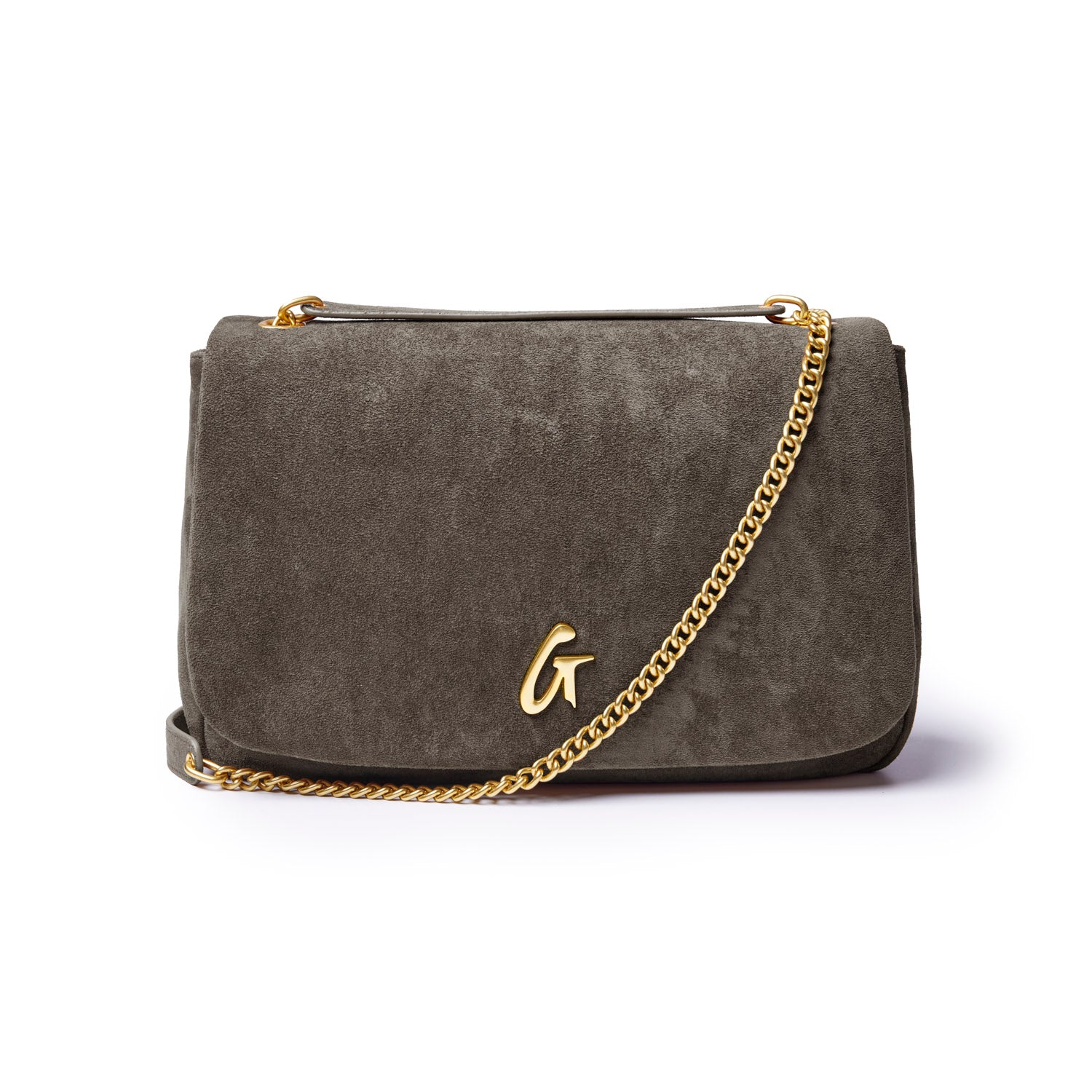 MEDIUM SUEDE FLAP BAG - OLIVE GREEN