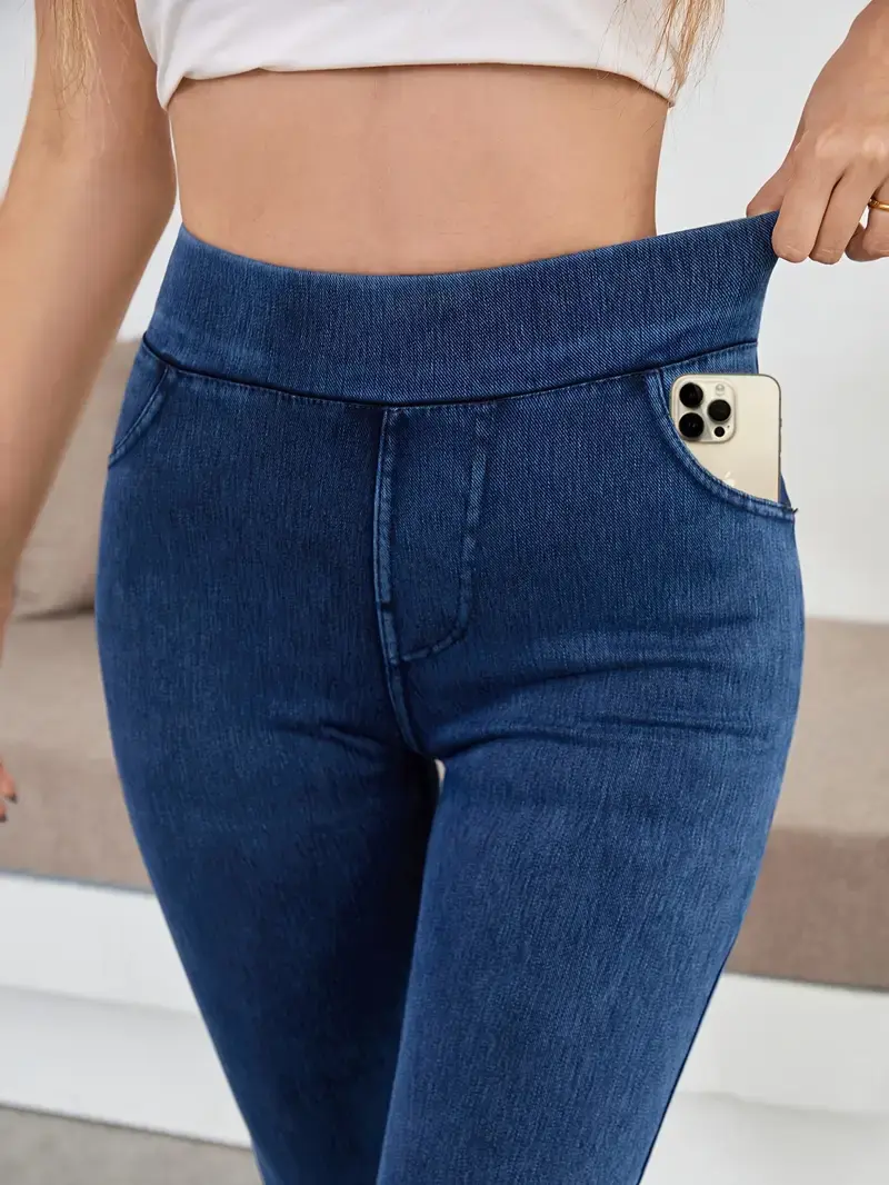 Women's High-Waisted Soft Stretch Cropped Pants with Pockets