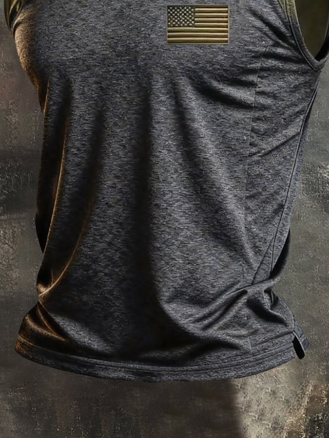 Men's Retro Independence Day Patriot Crew Neck Tank Top
