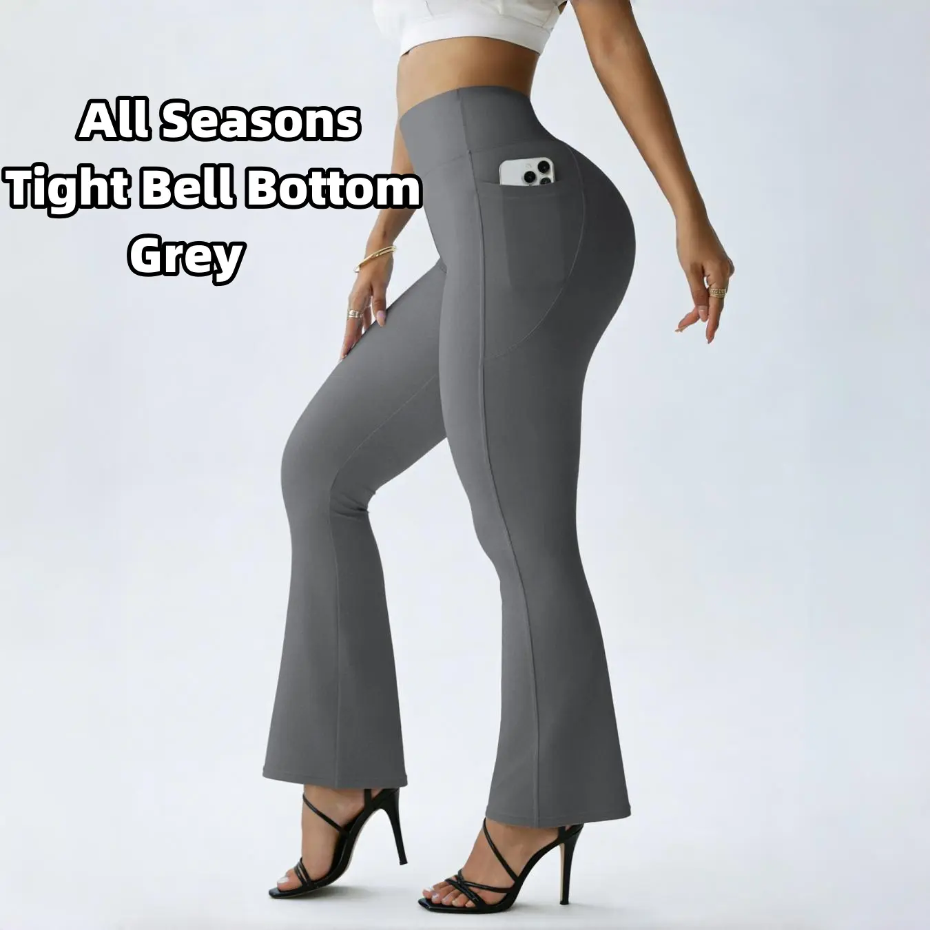 Women's High-Waisted Flared Pants (With Pockets)