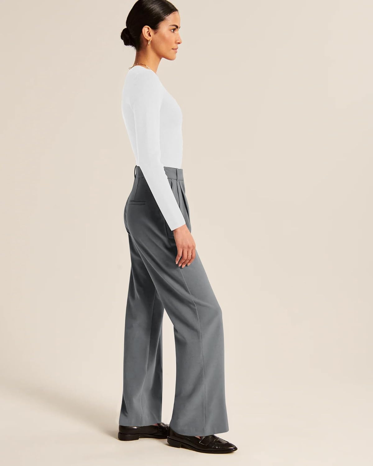 High-Waisted Work Pants for Women – Business Casual Office Trousers with Pockets