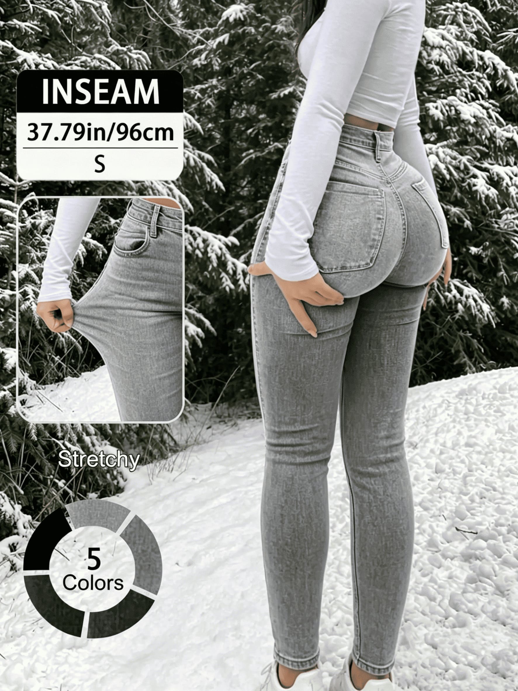 Elegant High Waist Long Skinny Denim Jeans for Women