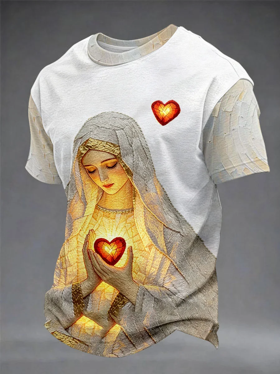Men's Christian Jesus Cross Print Short Sleeve T-shirt
